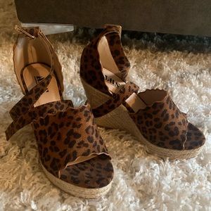 Leopard espadrille wedge heels